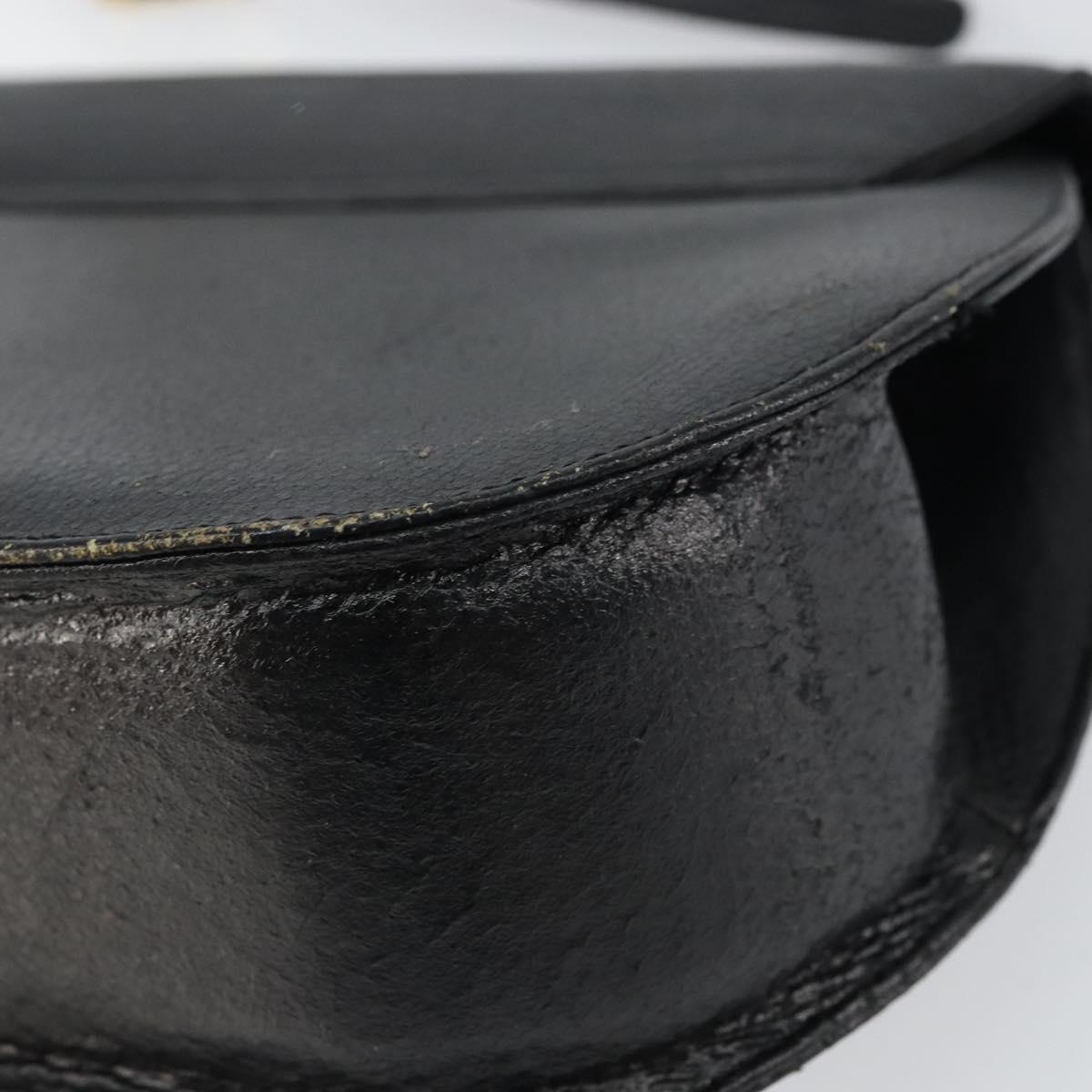 CELINE Shoulder Bag Leather Black Gold Auth 156127