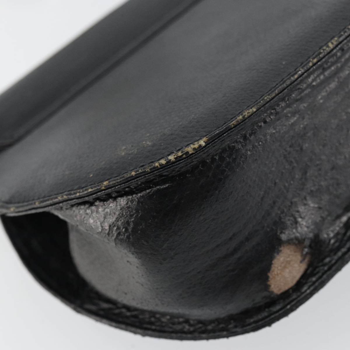 CELINE Shoulder Bag Leather Black Gold Auth 156127