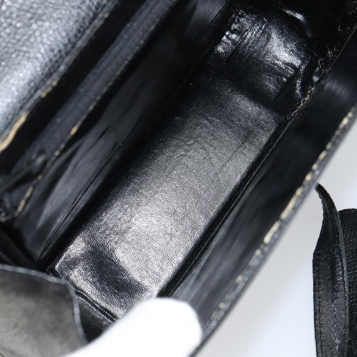 CELINE Shoulder Bag Leather Black Gold Auth 156127