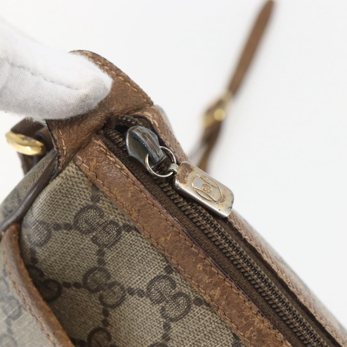 GUCCI GG Supreme Web Sherry Line Bag PVC Beige Gold 89 02 032 Auth 156128