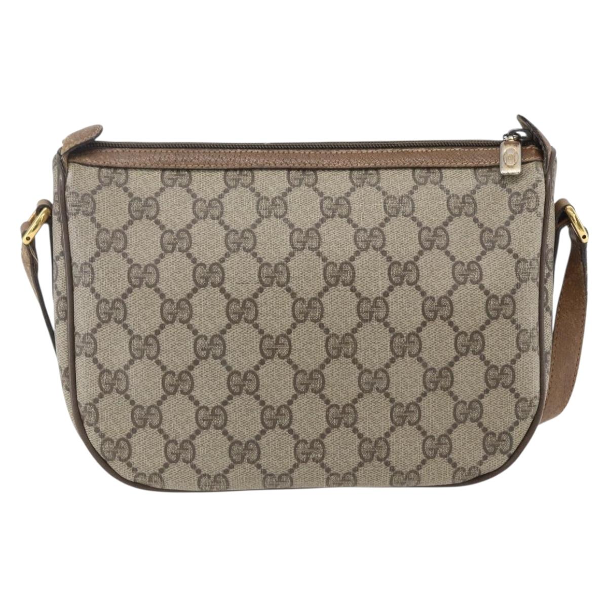 GUCCI GG Supreme Web Sherry Line Bag PVC Beige Gold 89 02 032 Auth 156128