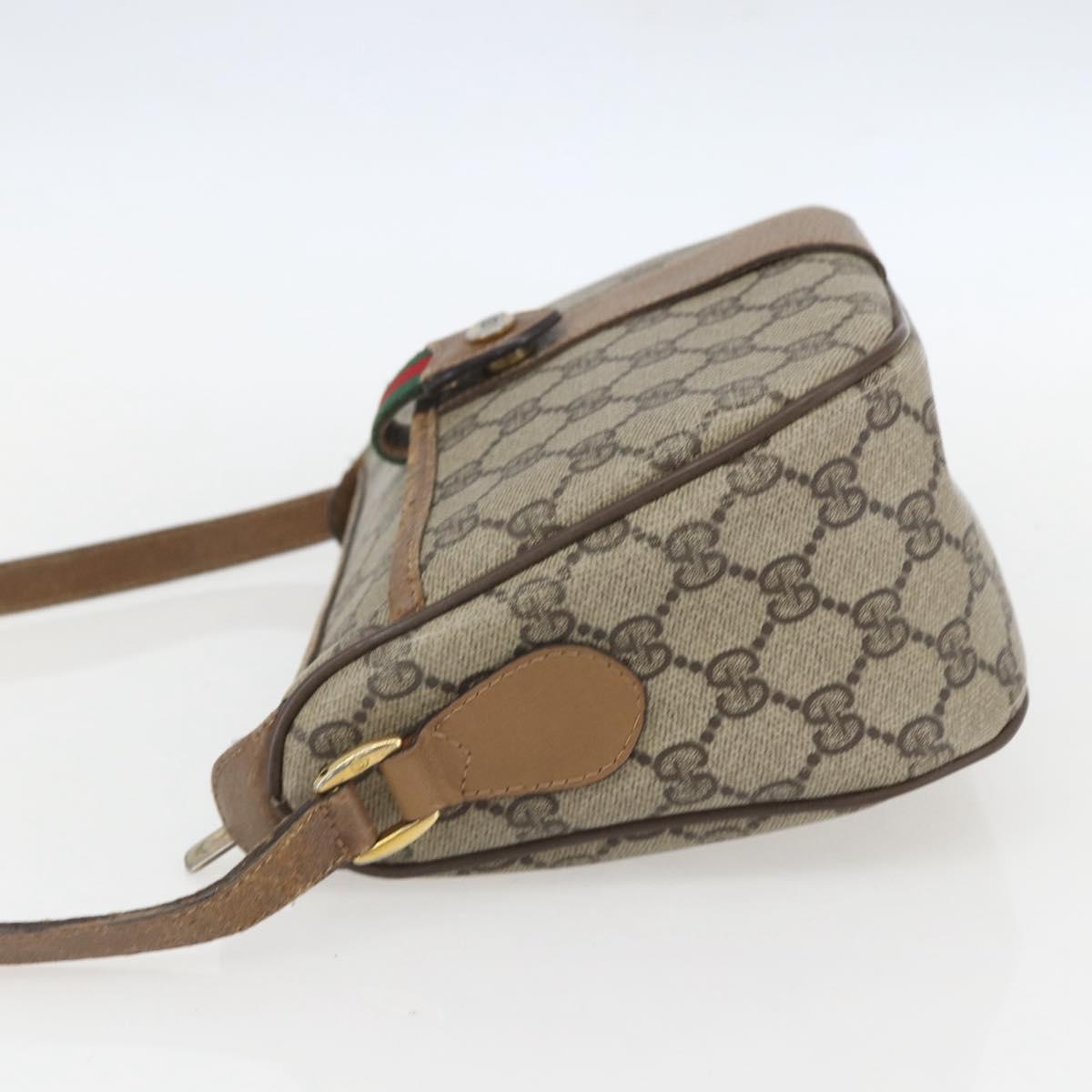 GUCCI GG Supreme Web Sherry Line Bag PVC Beige Gold 89 02 032 Auth 156128