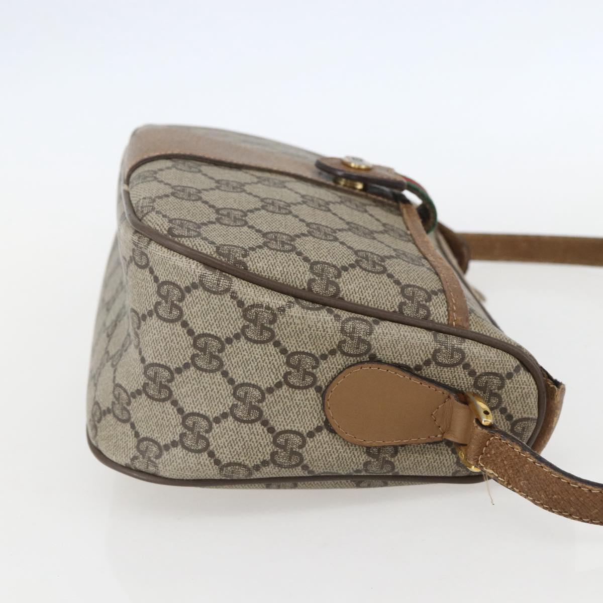 GUCCI GG Supreme Web Sherry Line Bag PVC Beige Gold 89 02 032 Auth 156128