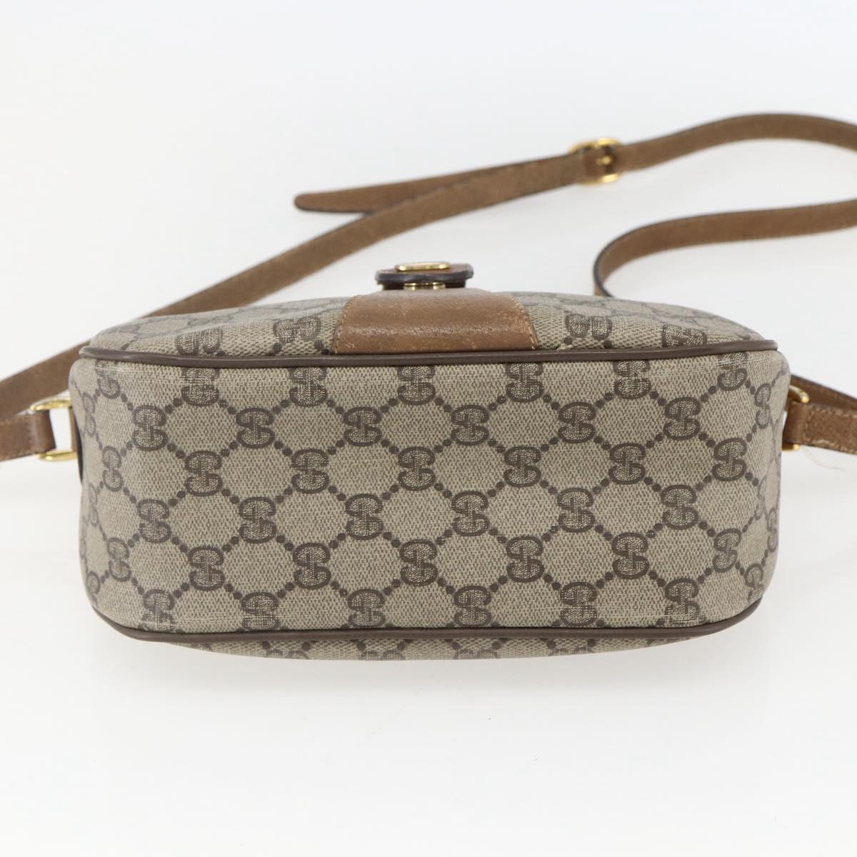 GUCCI GG Supreme Web Sherry Line Bag PVC Beige Gold 89 02 032 Auth 156128