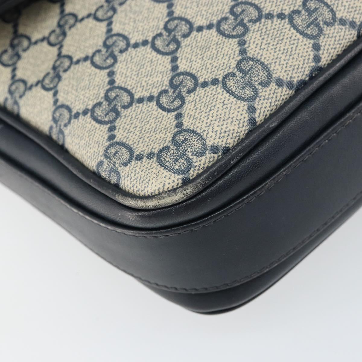 GUCCI GG Supreme Shoulder Bag PVC Navy Gold Auth 156129