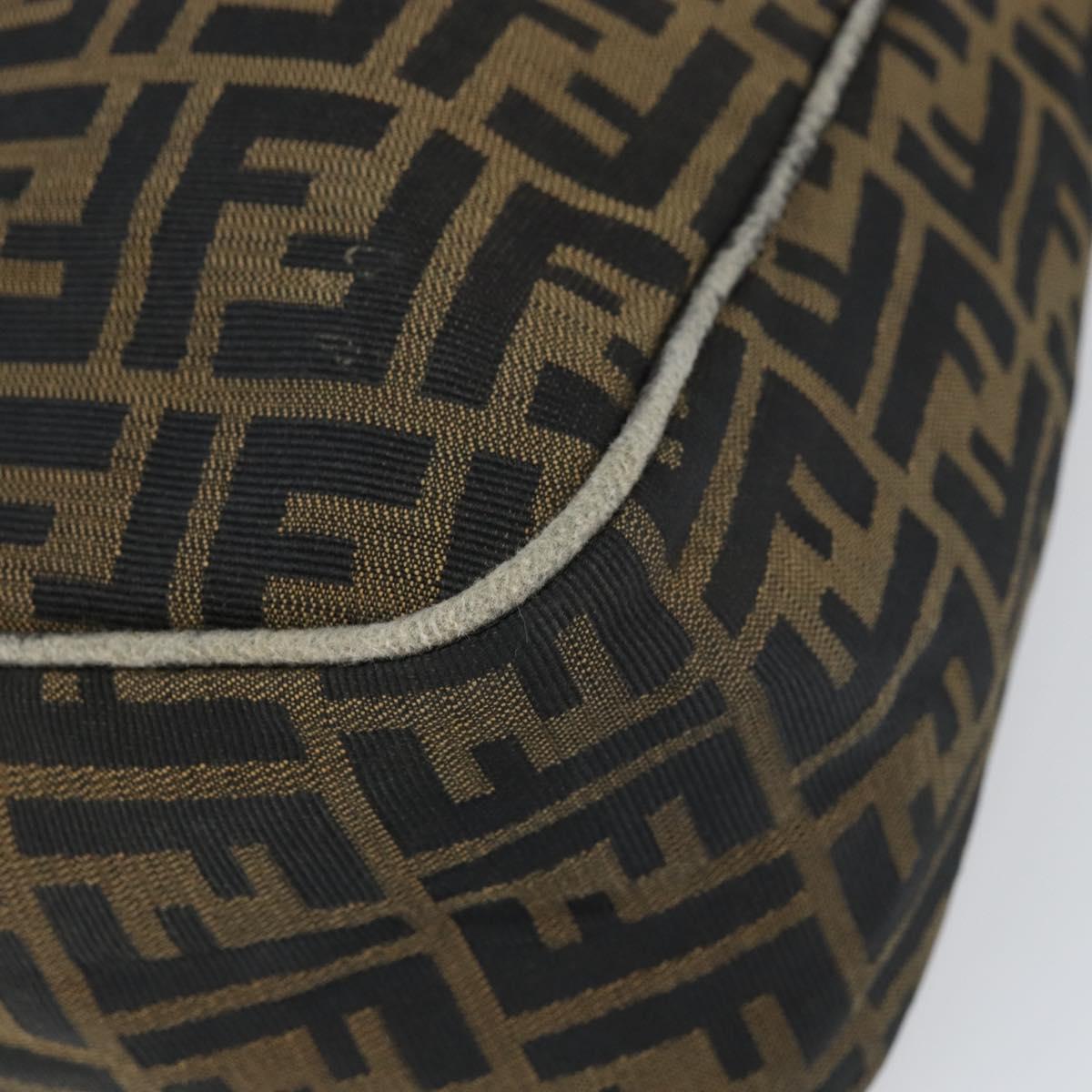 FENDI Zucca Canvas Shoulder Bag Black Brown Auth 156132