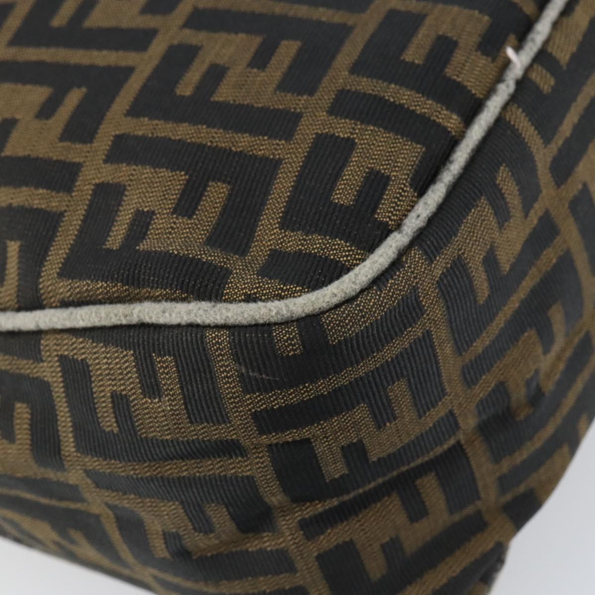 FENDI Zucca Canvas Shoulder Bag Black Brown Auth 156132