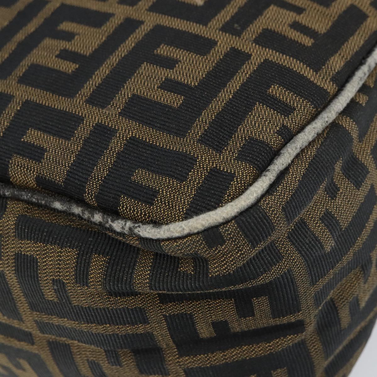 FENDI Zucca Canvas Shoulder Bag Black Brown Auth 156132
