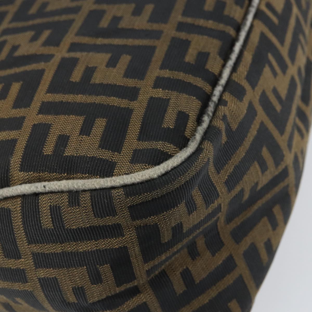 FENDI Zucca Canvas Shoulder Bag Black Brown Auth 156132