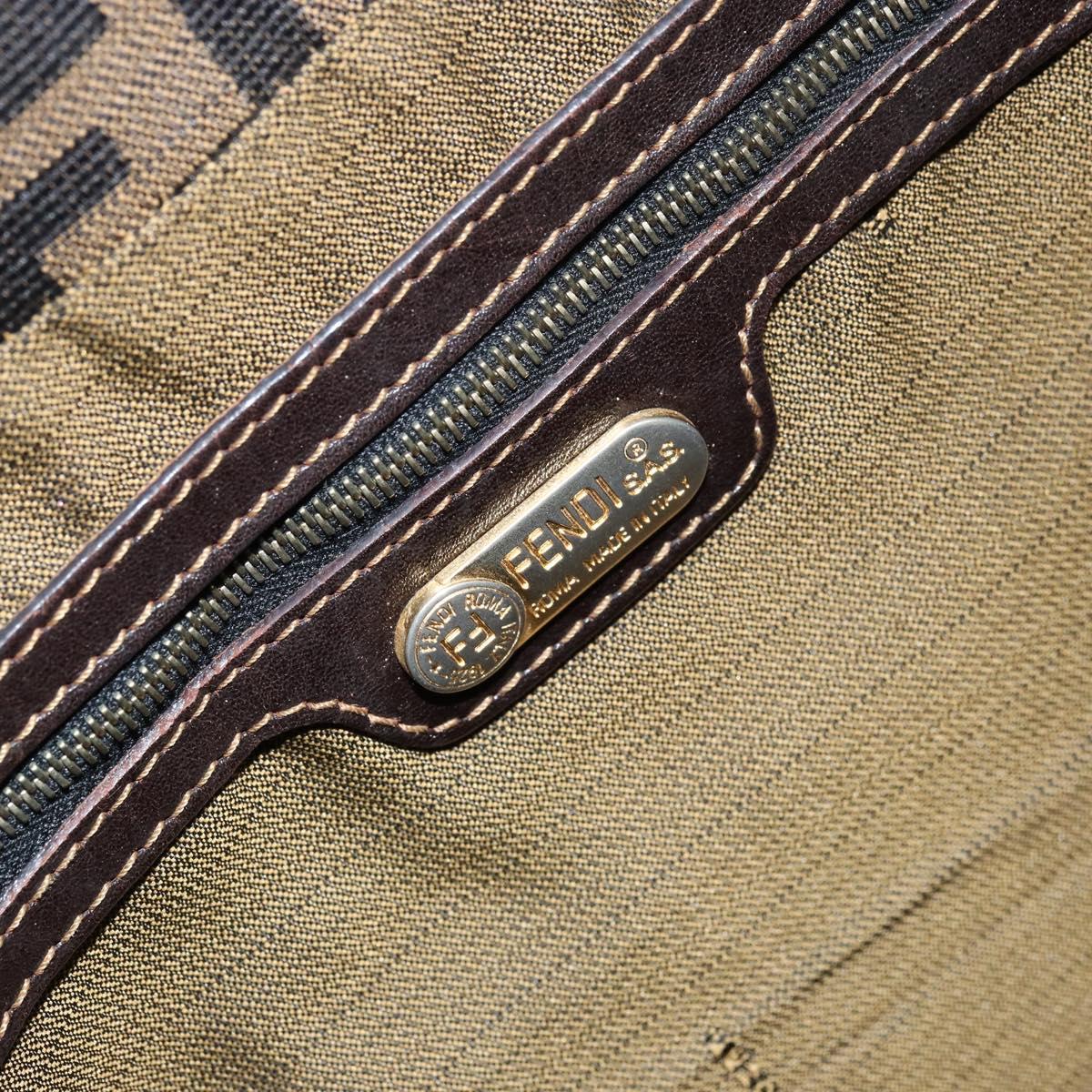 FENDI Zucca Canvas Shoulder Bag Black Brown Auth 156132