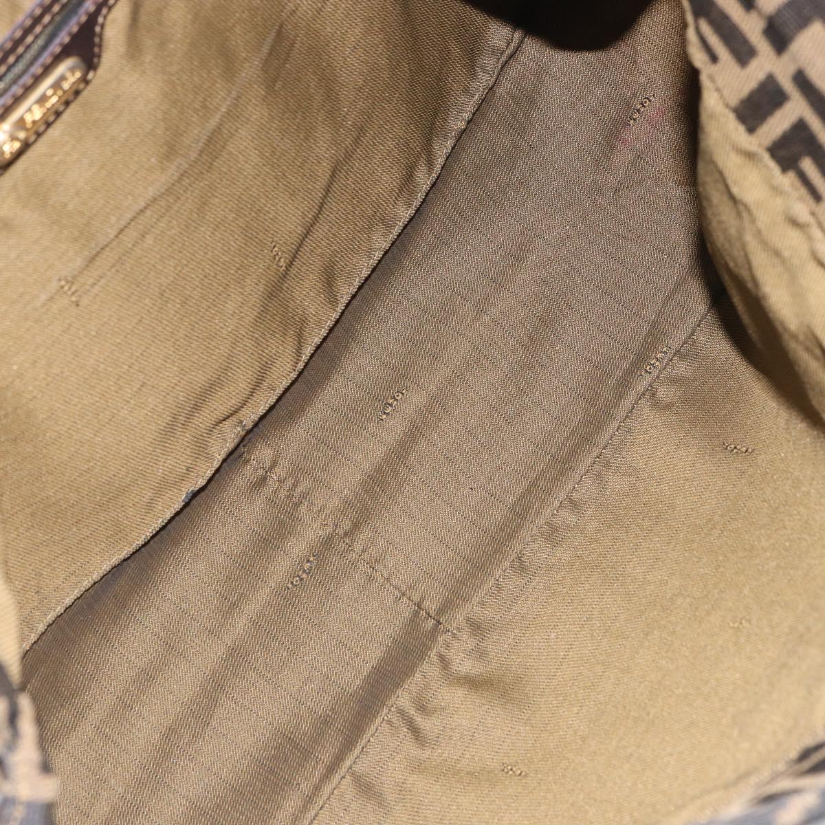 FENDI Zucca Canvas Shoulder Bag Black Brown Auth 156132