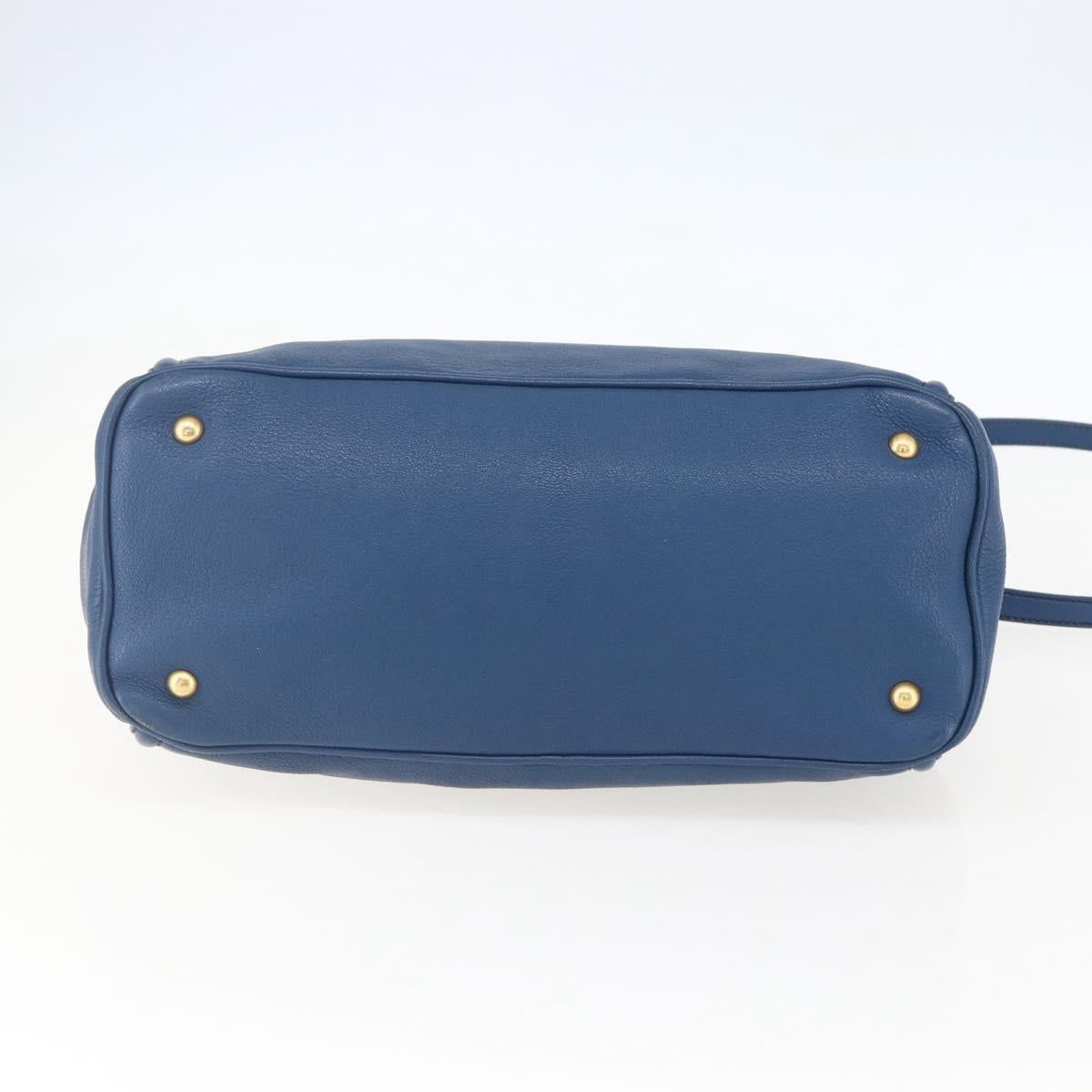 Miu Miu Hand Bag Leather 2way Blue Gold Auth 156133
