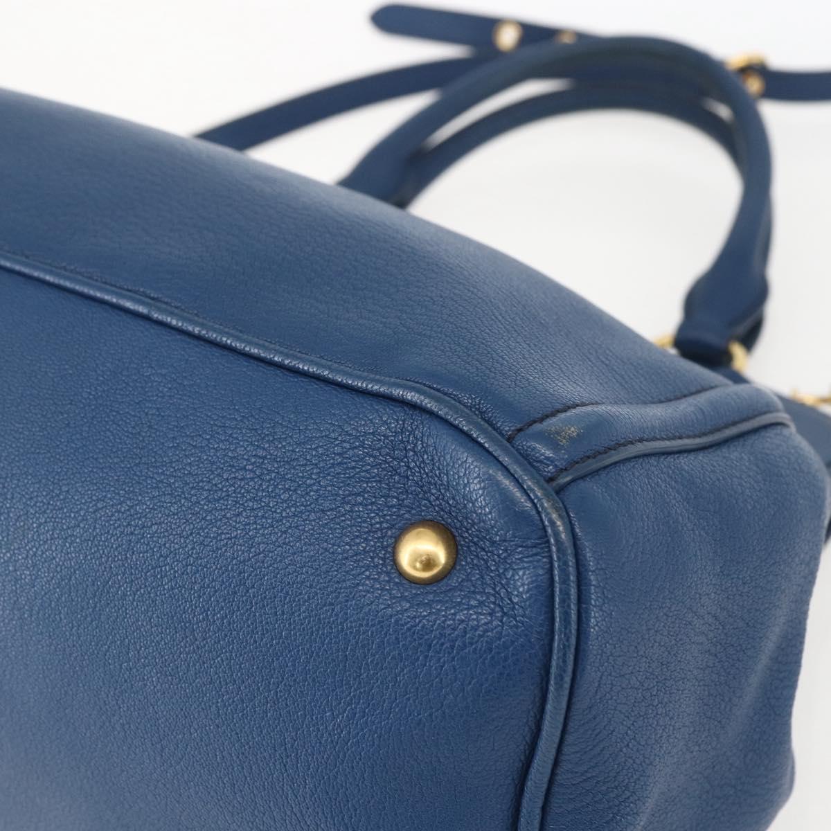 Miu Miu Hand Bag Leather 2way Blue Gold Auth 156133