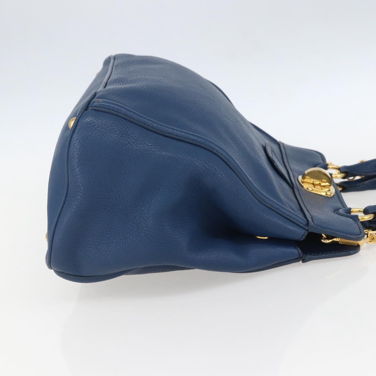Miu Miu Hand Bag Leather 2way Blue Gold Auth 156133