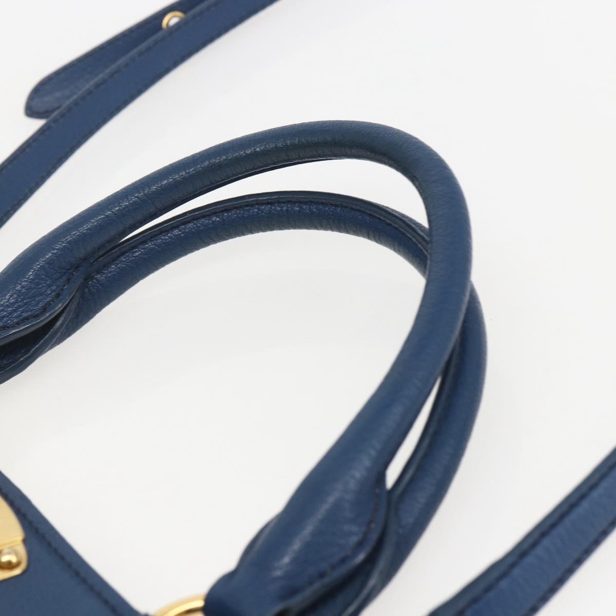 Miu Miu Hand Bag Leather 2way Blue Gold Auth 156133