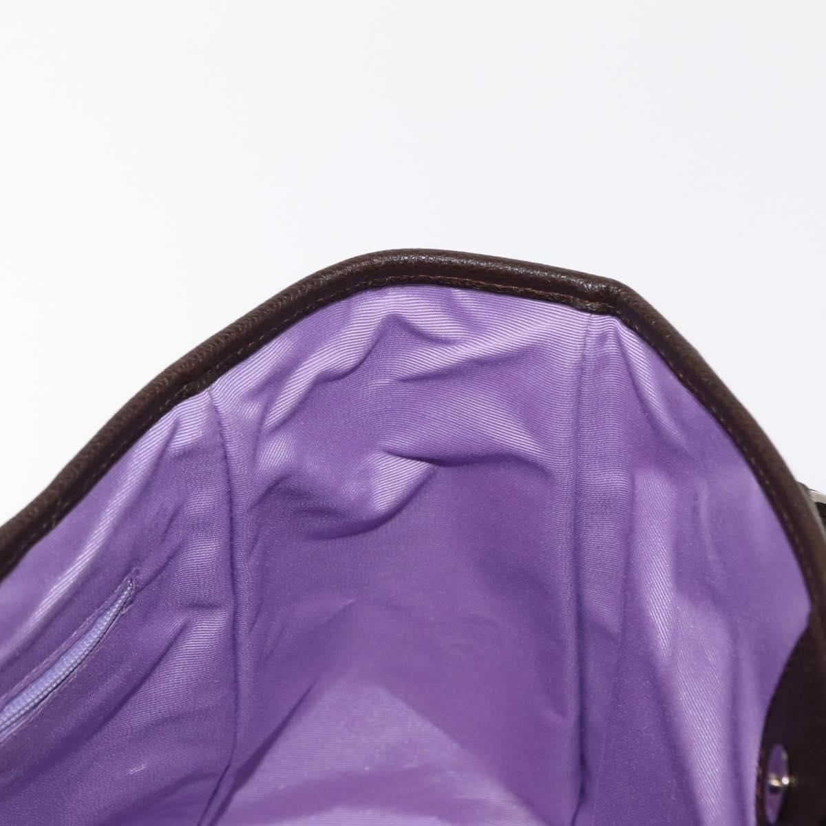 BVLGARI Logo Mania Hand Bag Canvas Beige Silver Auth 156135