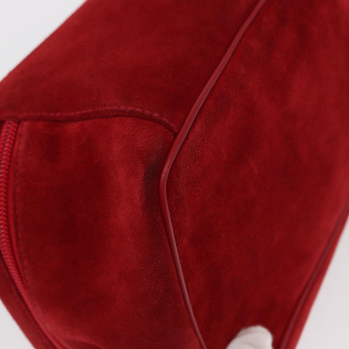 GUCCI Vanity Hand Bag Suede Red Gold 032 1705 0140 Auth 156137