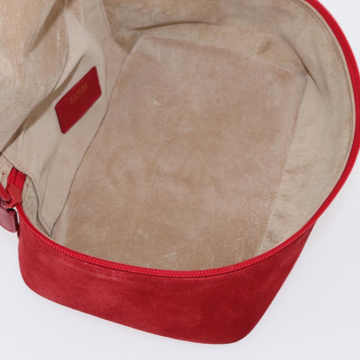 GUCCI Vanity Hand Bag Suede Red Gold 032 1705 0140 Auth 156137