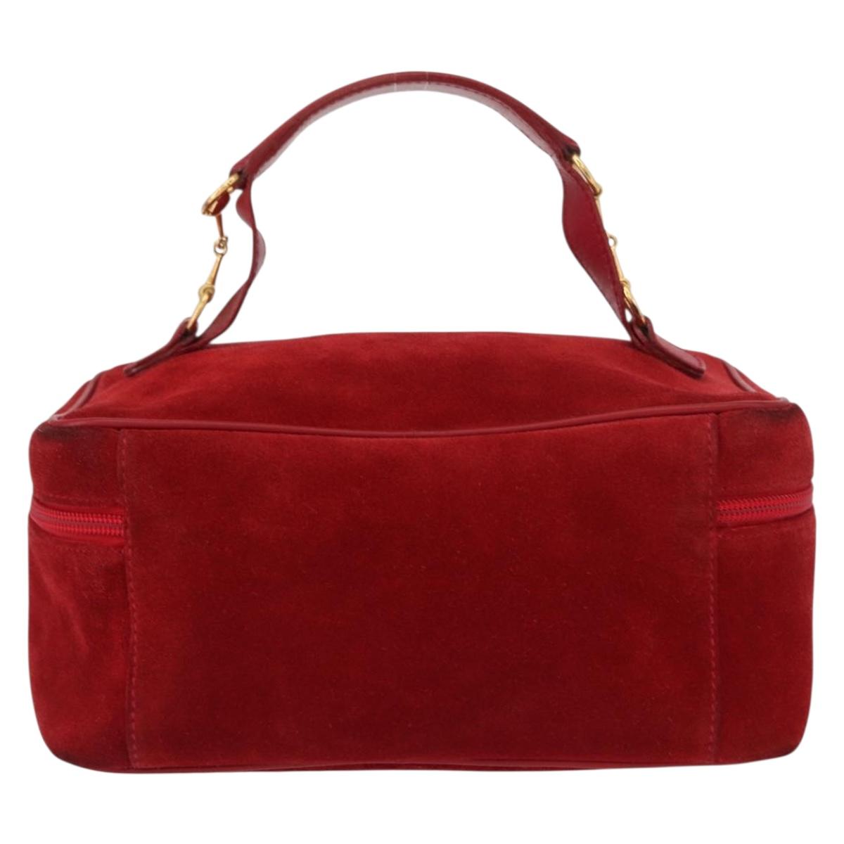 GUCCI Vanity Hand Bag Suede Red Gold 032 1705 0140 Auth 156137
