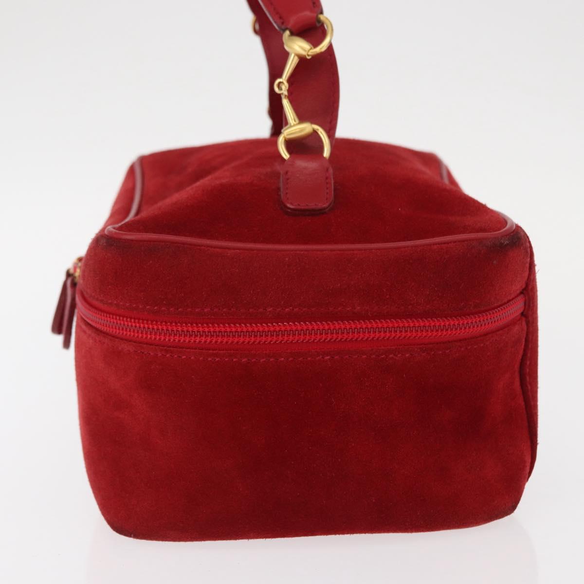 GUCCI Vanity Hand Bag Suede Red Gold 032 1705 0140 Auth 156137