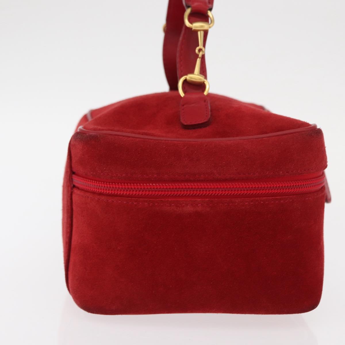 GUCCI Vanity Hand Bag Suede Red Gold 032 1705 0140 Auth 156137