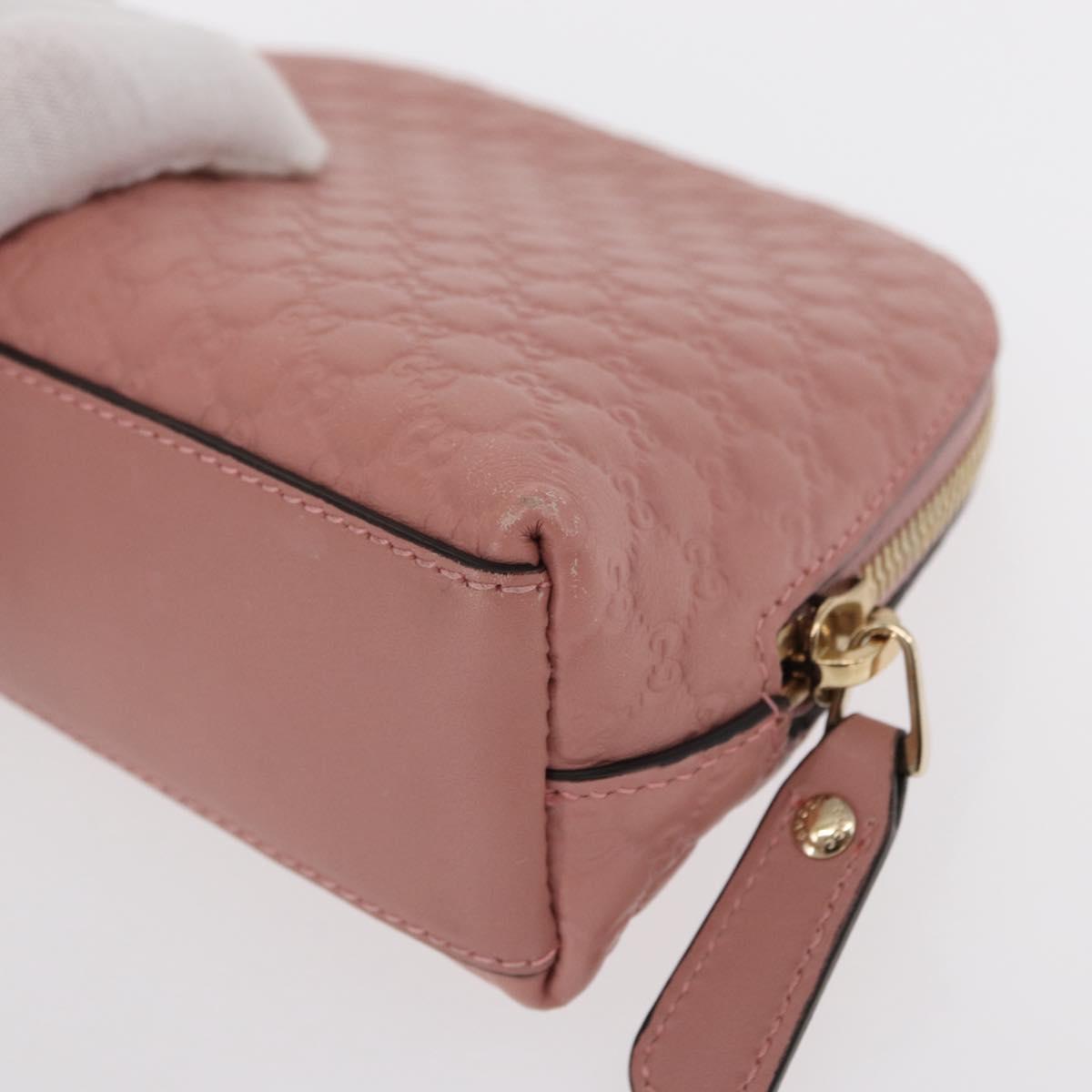 GUCCI Micro GG Supreme Pouch Leather outlet Pink Gold 449893 Auth 156138V