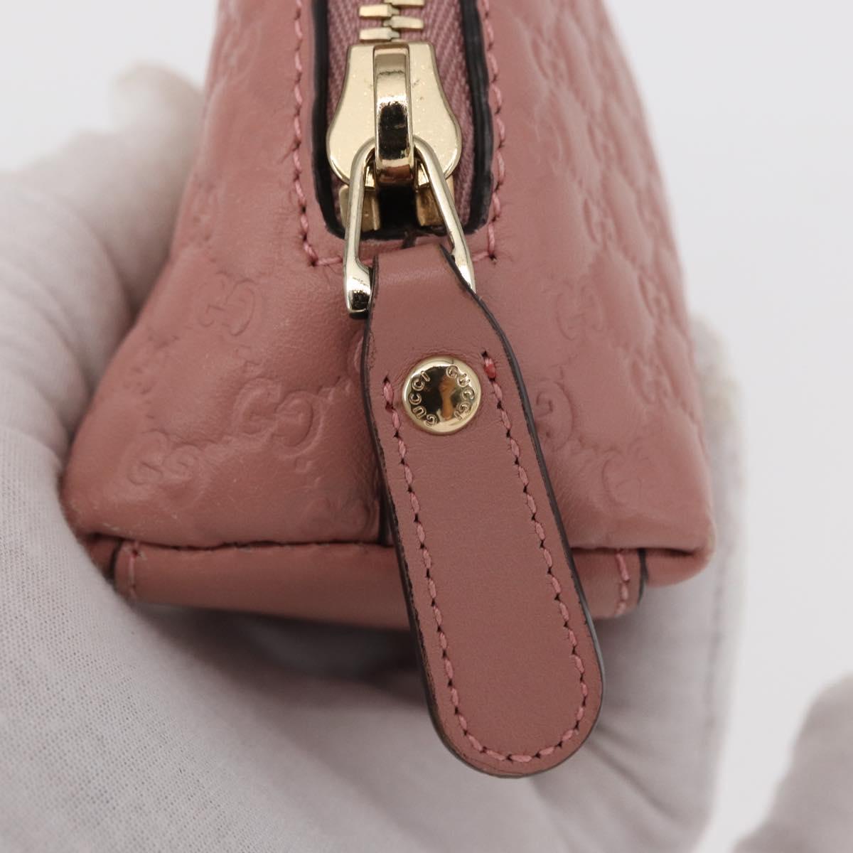 GUCCI Micro GG Supreme Pouch Leather outlet Pink Gold 449893 Auth 156138V