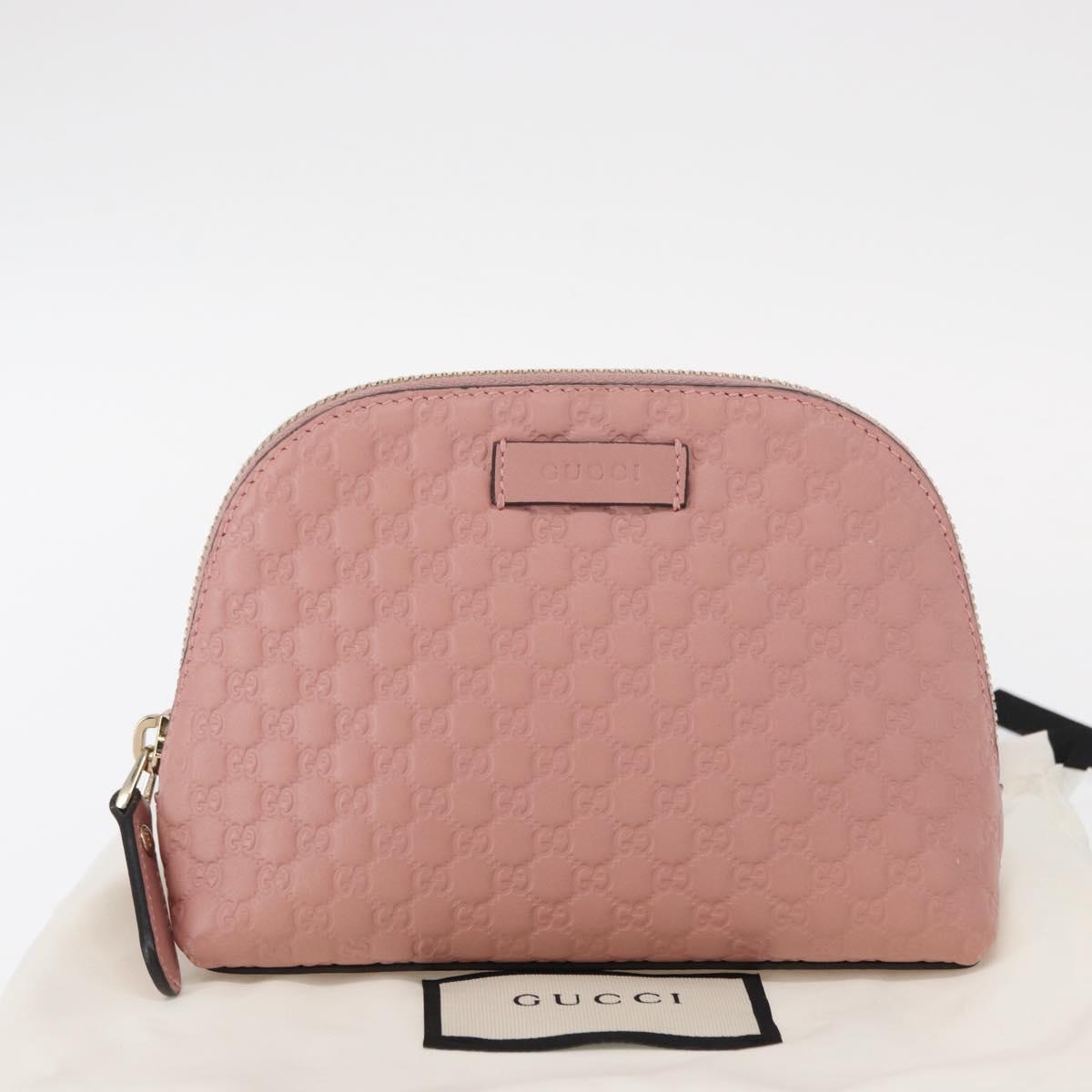 GUCCI Micro GG Supreme Pouch Leather outlet Pink Gold 449893 Auth 156138V
