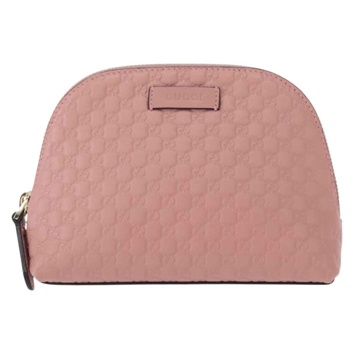 GUCCI Micro GG Supreme Pouch Leather outlet Pink Gold 449893 Auth 156138V