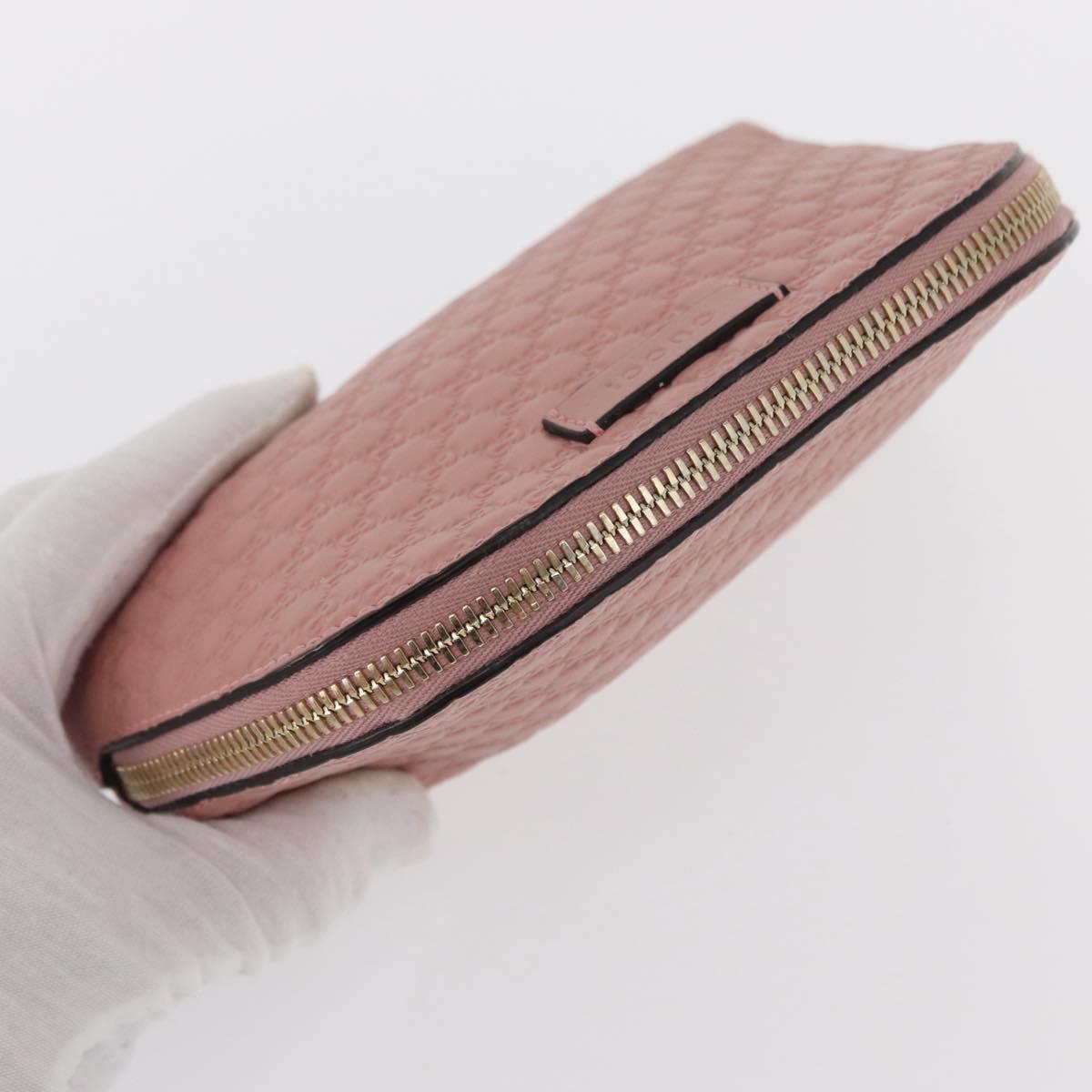 GUCCI Micro GG Supreme Pouch Leather outlet Pink Gold 449893 Auth 156138V