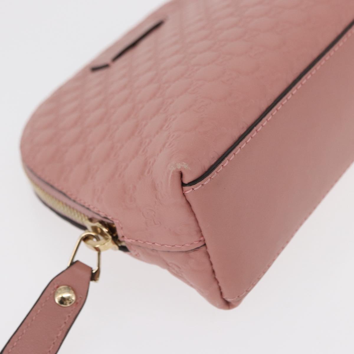 GUCCI Micro GG Supreme Pouch Leather outlet Pink Gold 449893 Auth 156138A