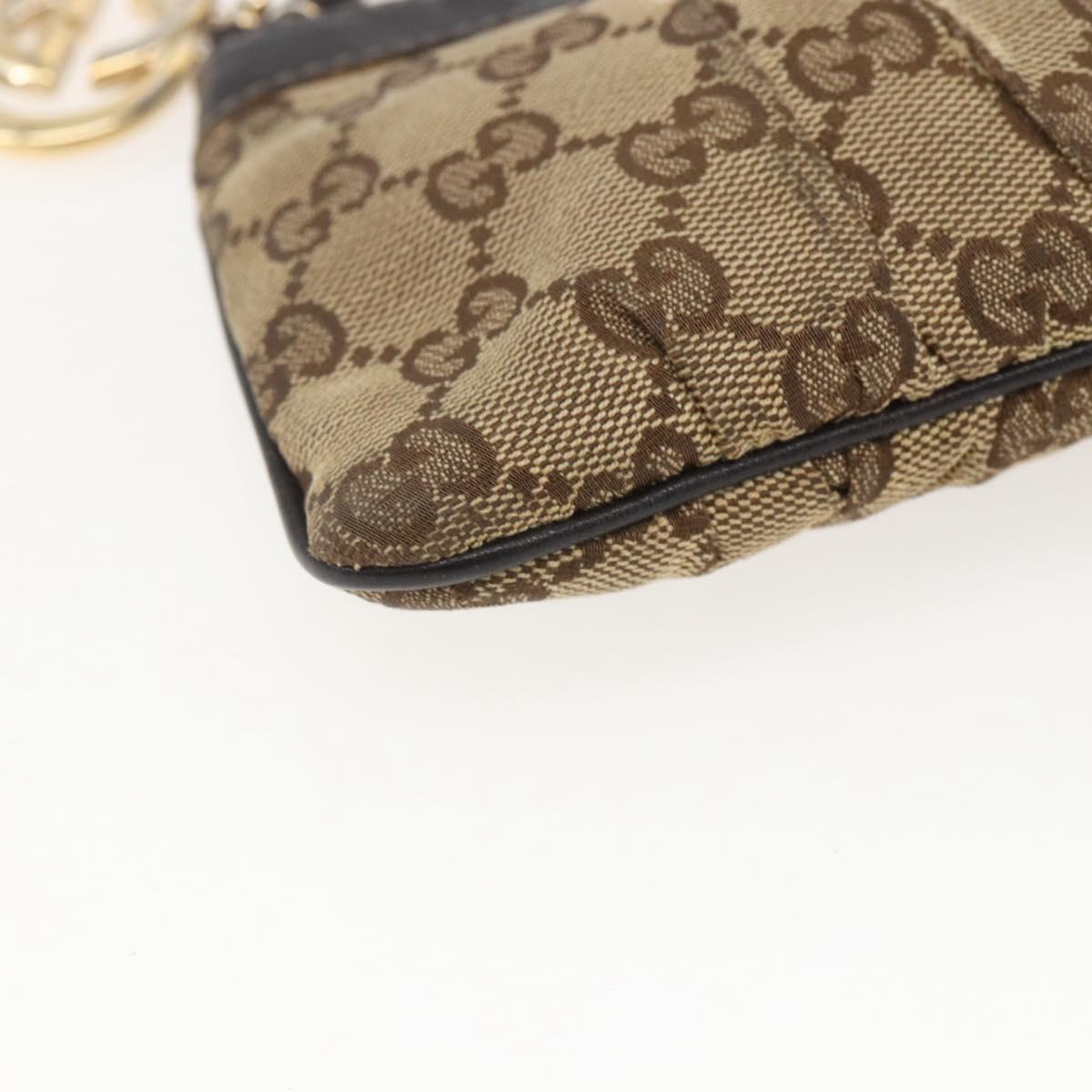 GUCCI GG Canvas Shoulder Bag Beige Gold 212216 Auth 156139