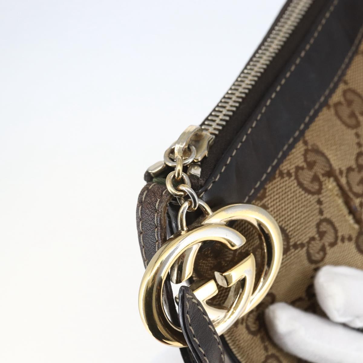 GUCCI GG Canvas Shoulder Bag Beige Gold 212216 Auth 156139