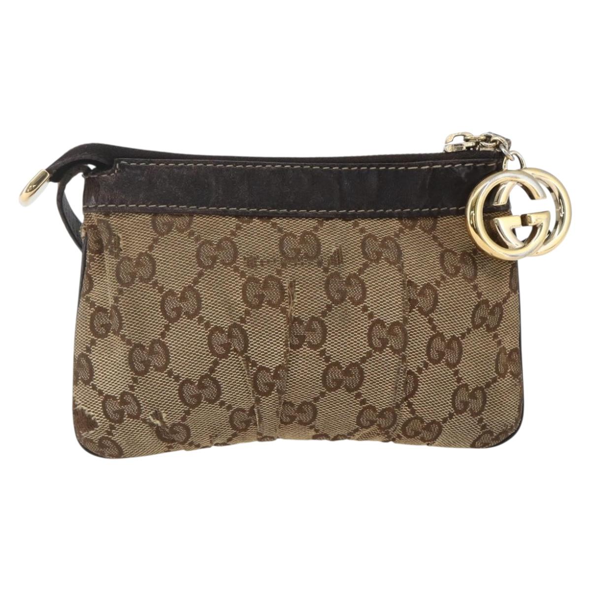 GUCCI GG Canvas Shoulder Bag Beige Gold 212216 Auth 156139