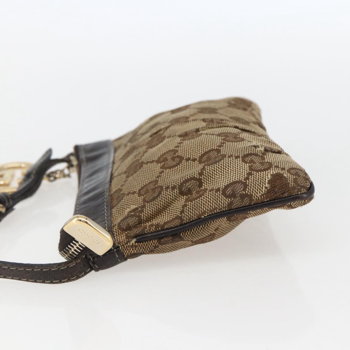 GUCCI GG Canvas Shoulder Bag Beige Gold 212216 Auth 156139