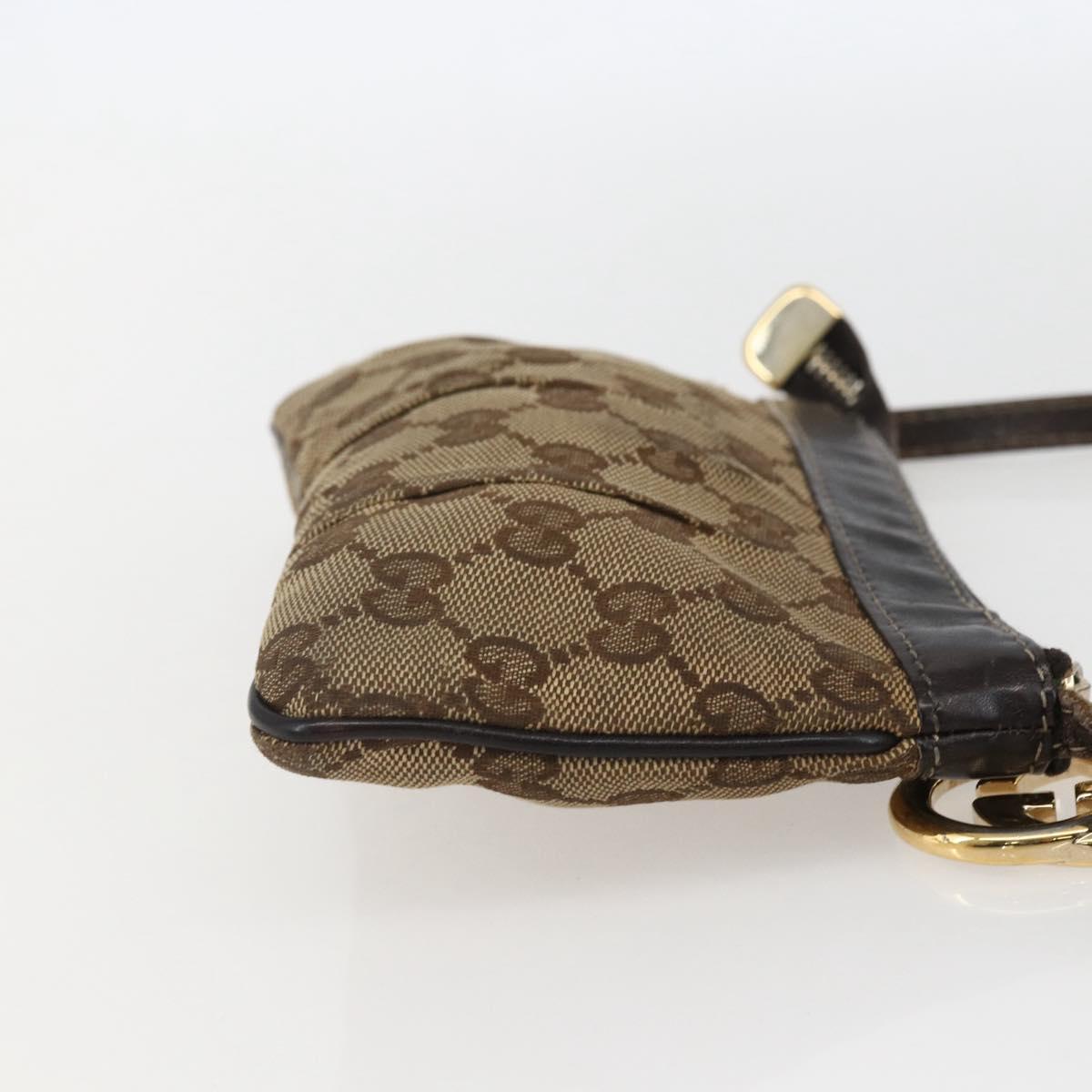 GUCCI GG Canvas Shoulder Bag Beige Gold 212216 Auth 156139