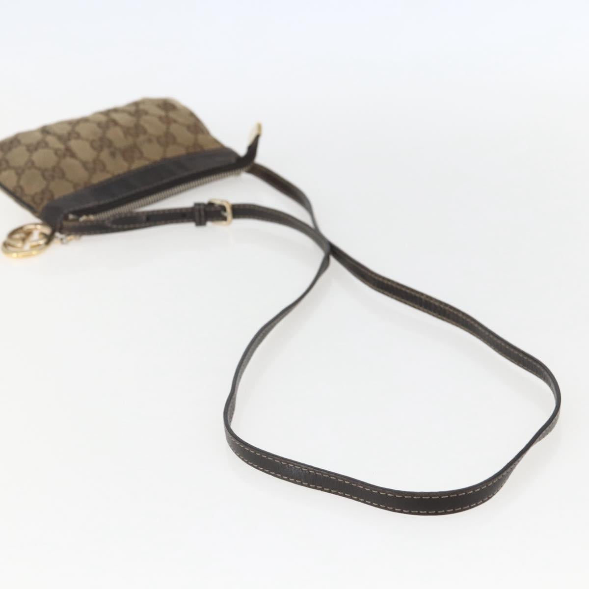 GUCCI GG Canvas Shoulder Bag Beige Gold 212216 Auth 156139