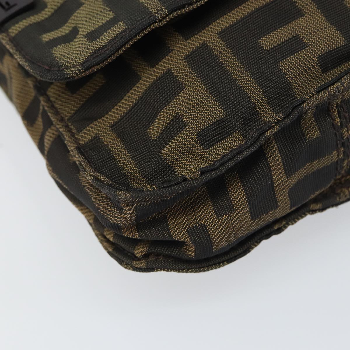 FENDI Zucca Canvas Shoulder Bag Black Brown Auth 156141