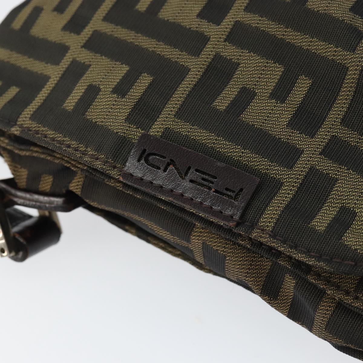 FENDI Zucca Canvas Shoulder Bag Black Brown Auth 156141