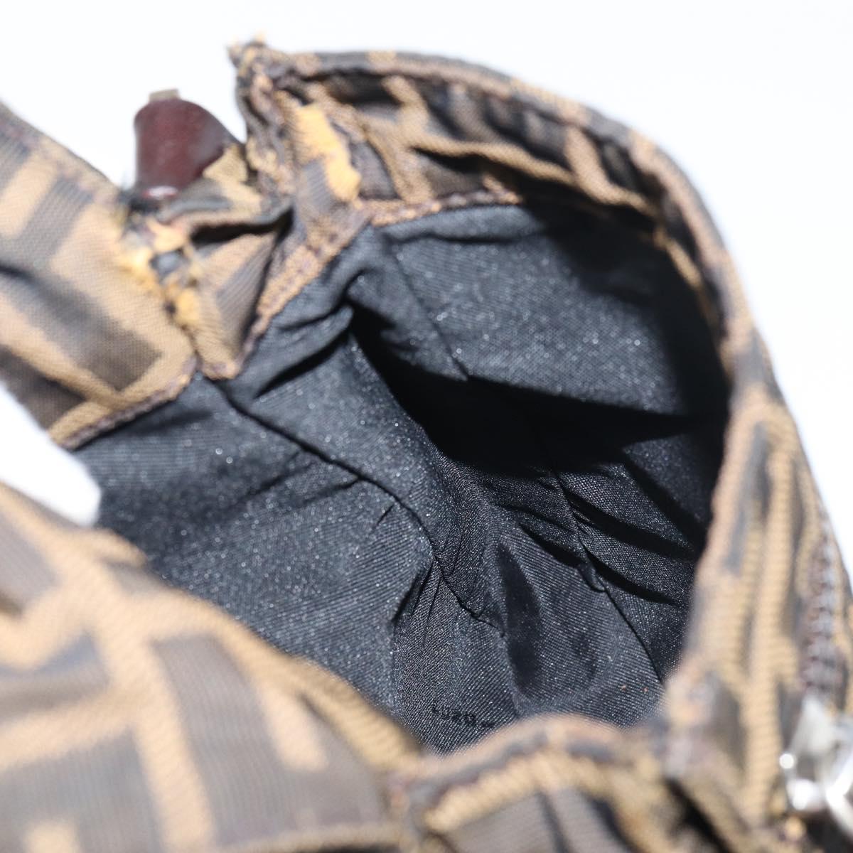 FENDI Zucca Canvas Shoulder Bag Black Brown Auth 156141