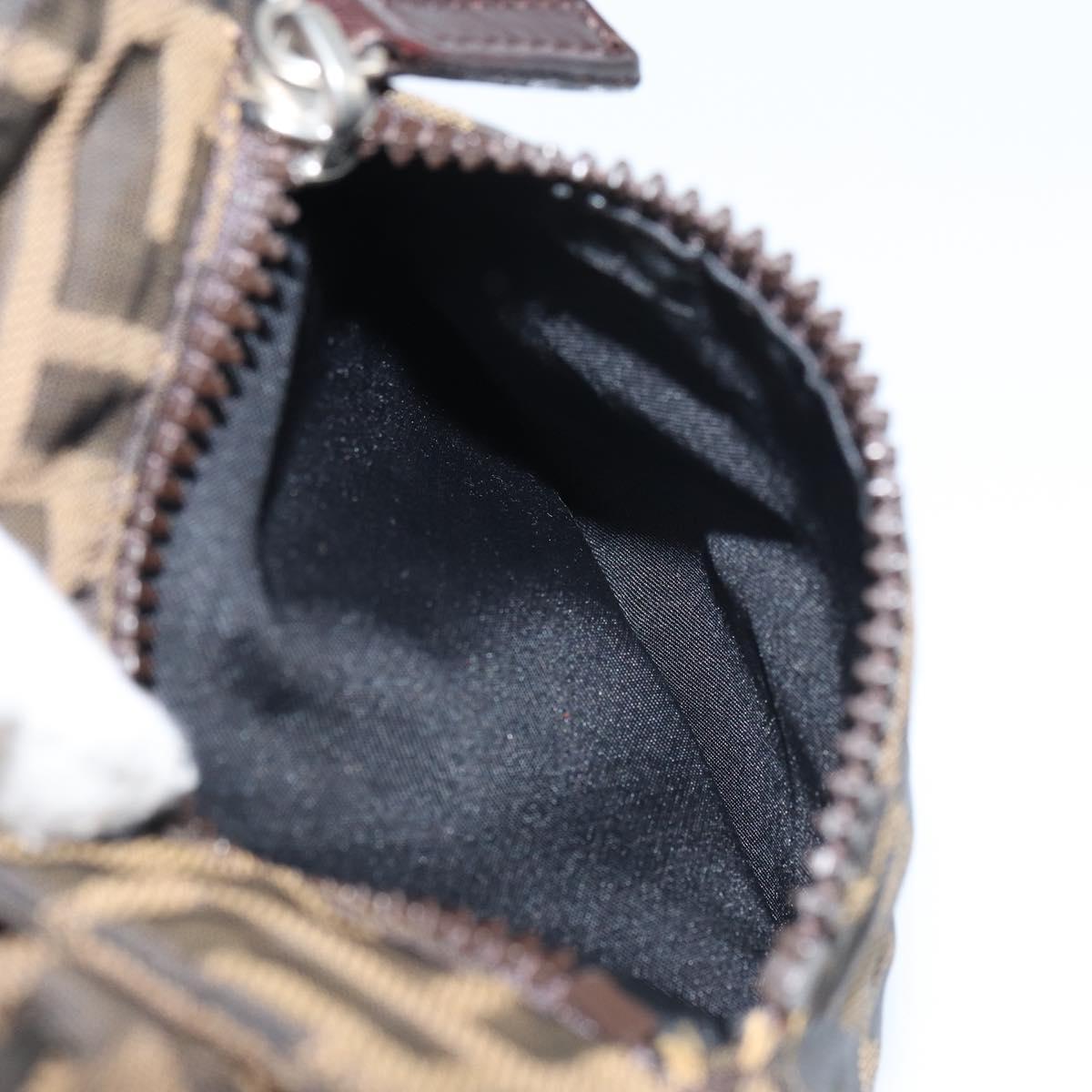 FENDI Zucca Canvas Shoulder Bag Black Brown Auth 156141