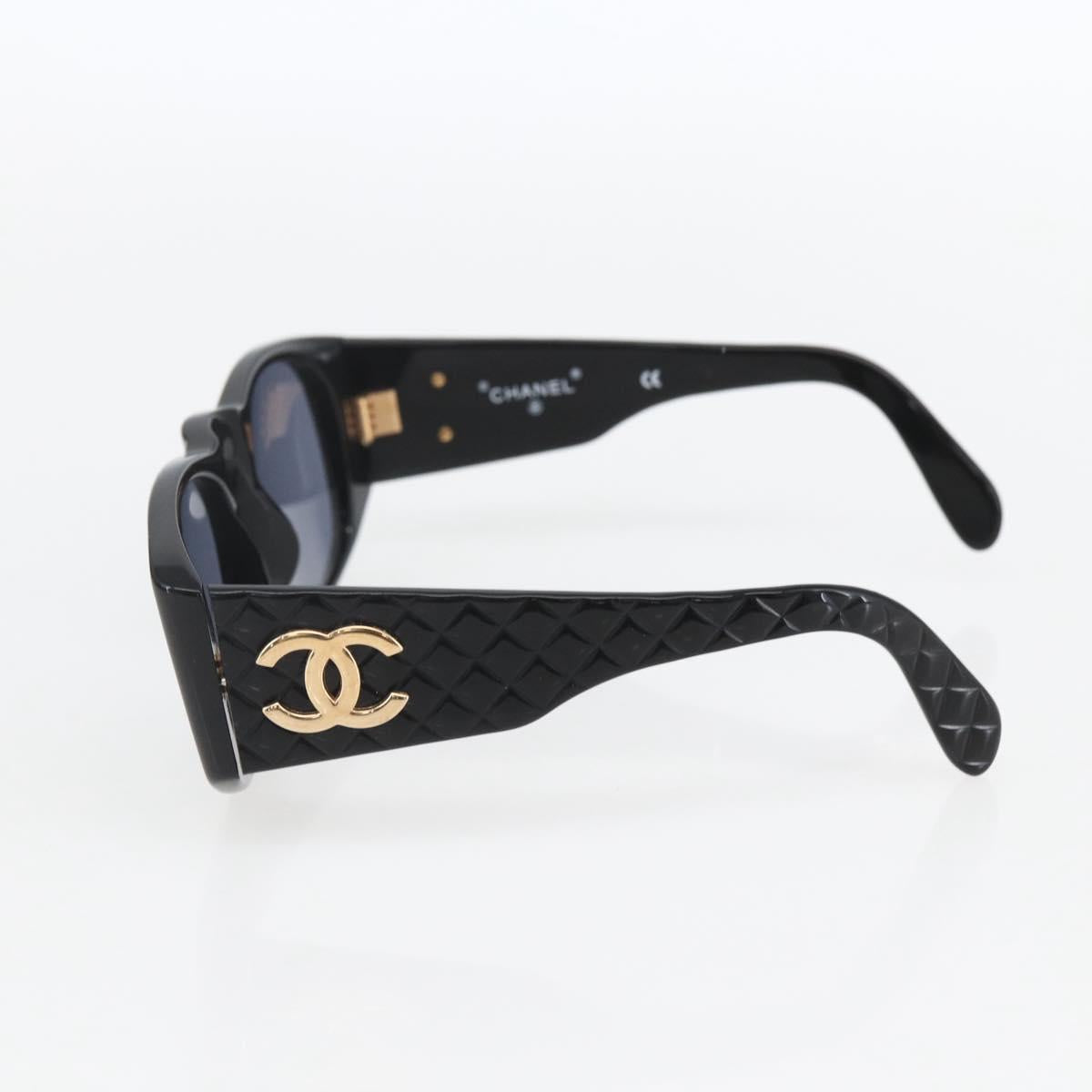 CHANEL Sunglasses plastic Black CC Auth 156144