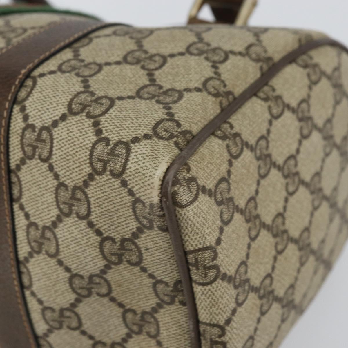 GUCCI GG Supreme Web Sherry Line Boston Bag PVC Beige Gold 010 378 Auth 156155