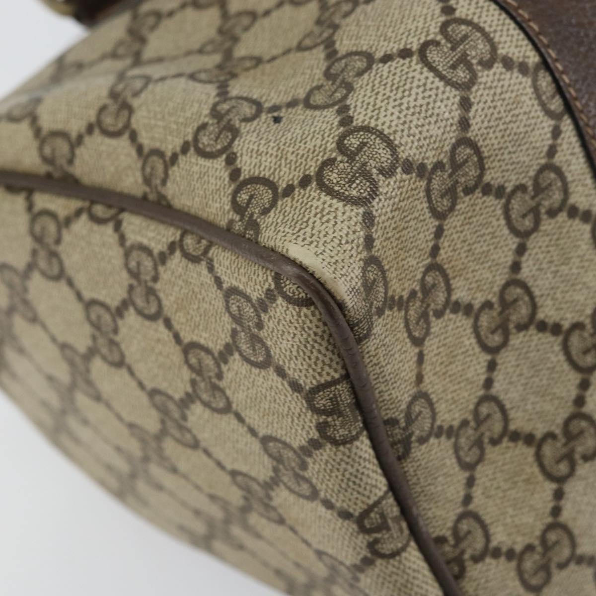 GUCCI GG Supreme Web Sherry Line Boston Bag PVC Beige Gold 010 378 Auth 156155