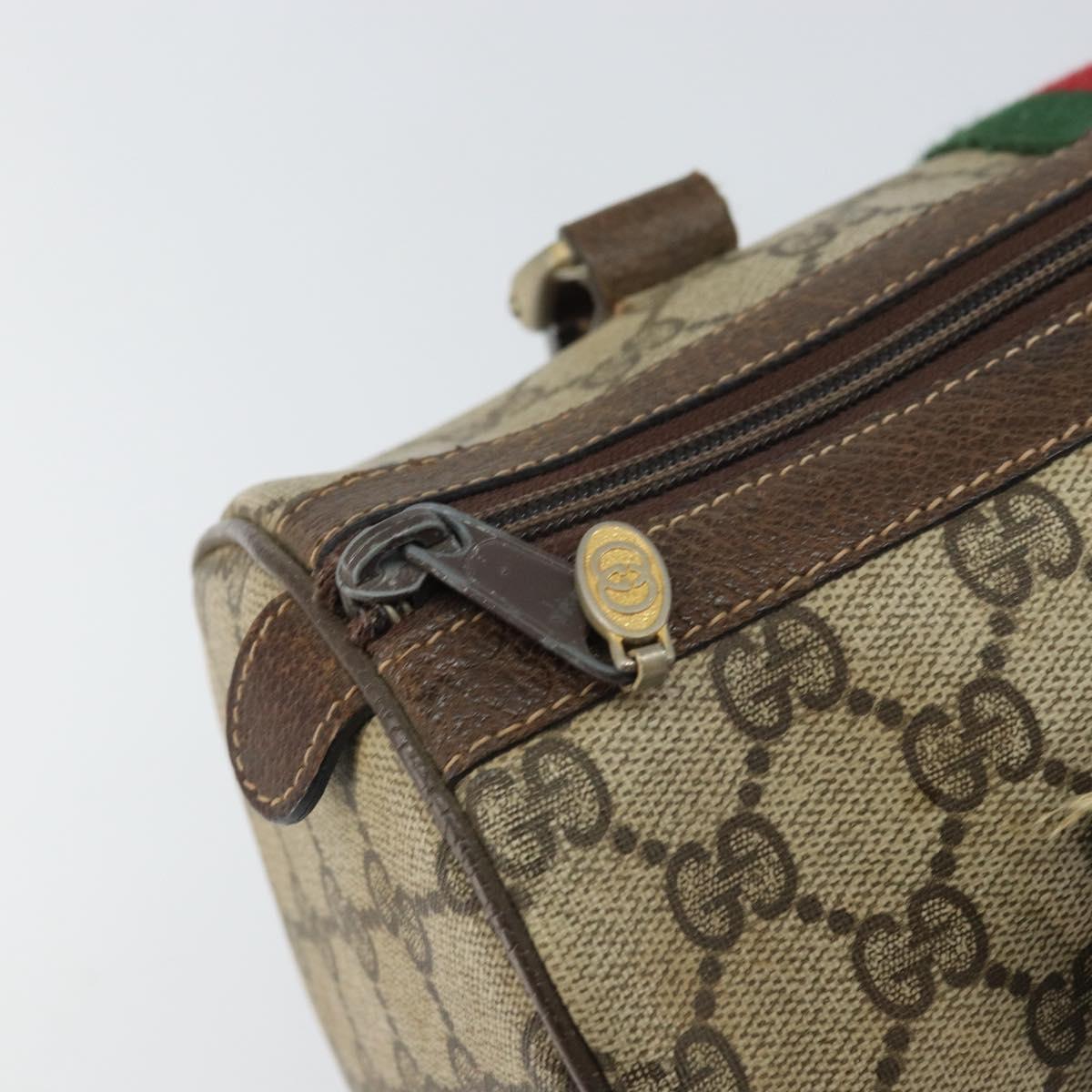GUCCI GG Supreme Web Sherry Line Boston Bag PVC Beige Gold 010 378 Auth 156155