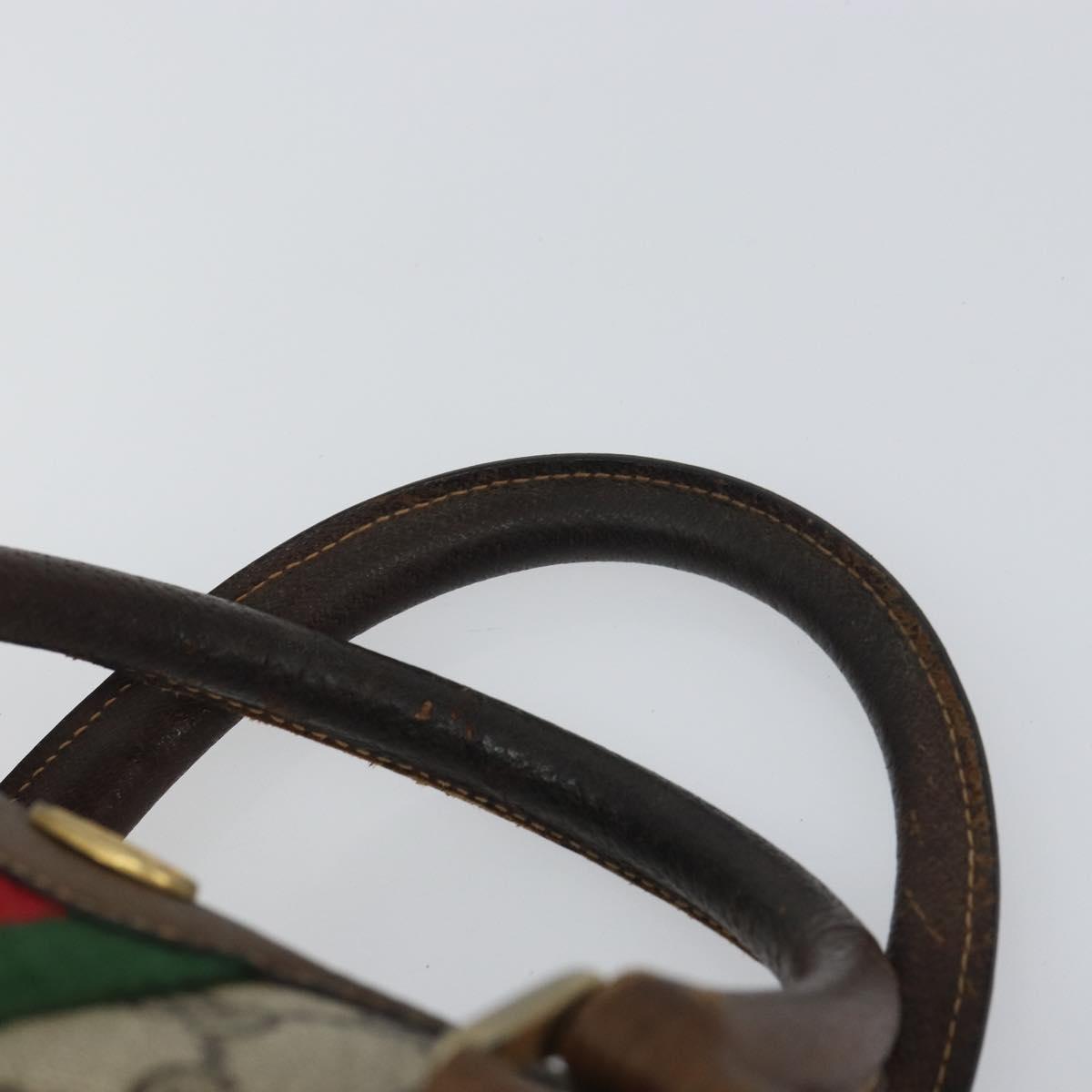 GUCCI GG Supreme Web Sherry Line Boston Bag PVC Beige Gold 010 378 Auth 156155