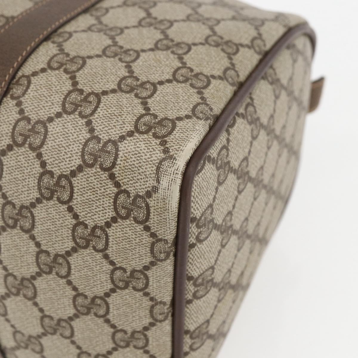 GUCCI GG Supreme Web Sherry Line Boston Bag PVC Beige Gold 40 02 007 Auth 156156