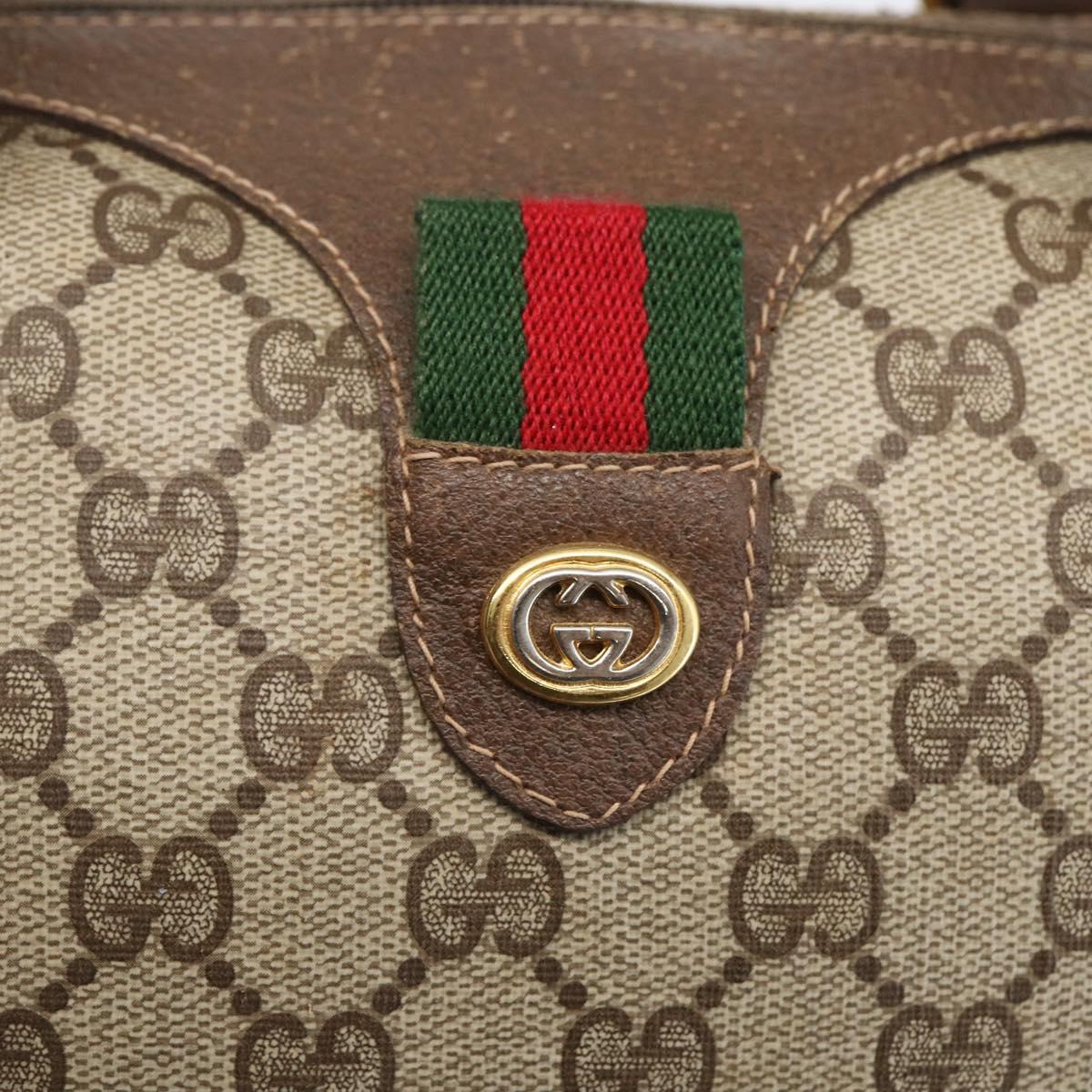 GUCCI GG Supreme Web Sherry Line Boston Bag PVC Beige Gold 40 02 007 Auth 156156