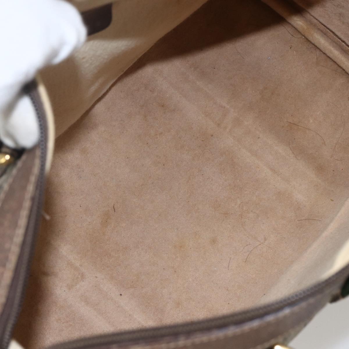 GUCCI GG Supreme Web Sherry Line Boston Bag PVC Beige Gold 40 02 007 Auth 156156