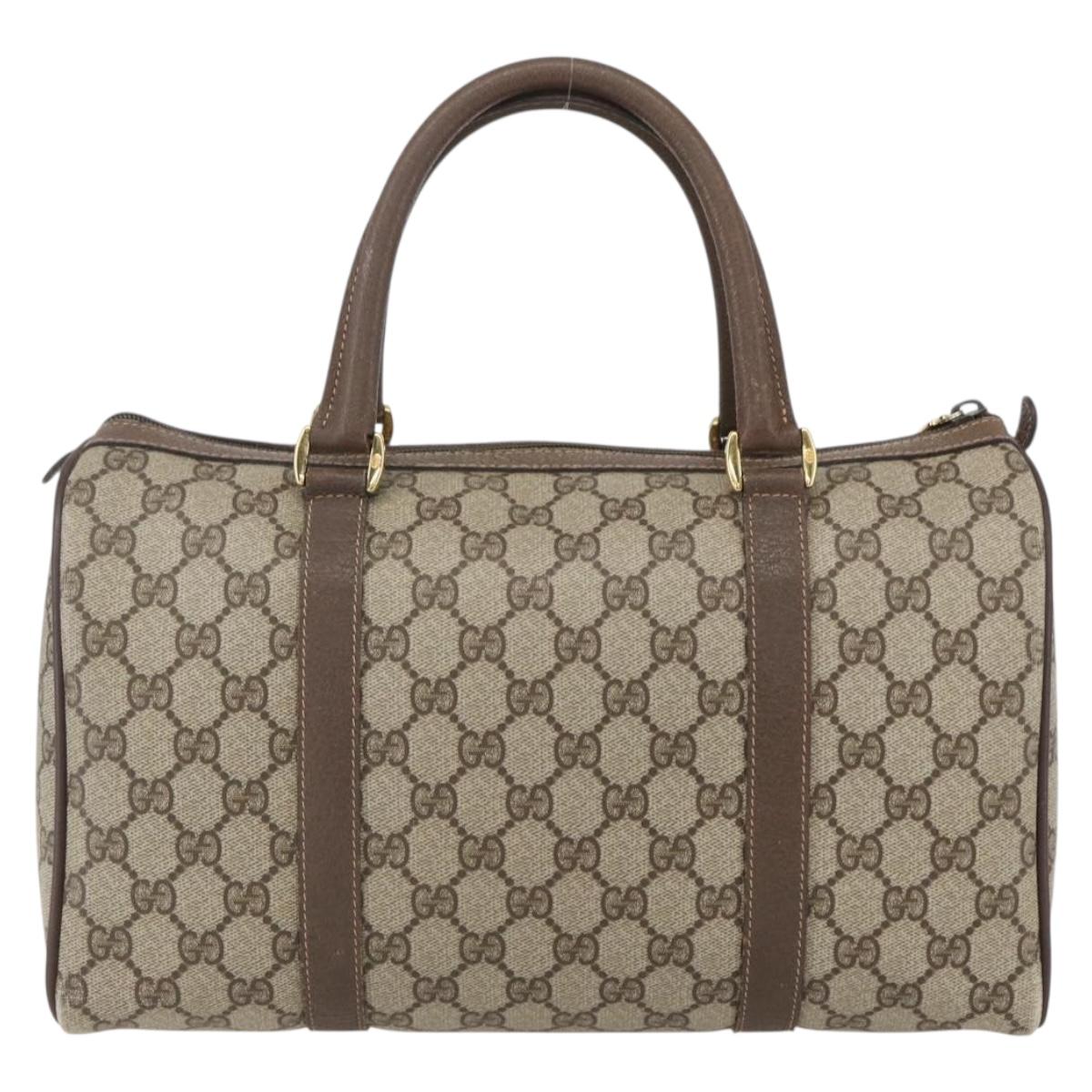 GUCCI GG Supreme Web Sherry Line Boston Bag PVC Beige Gold 40 02 007 Auth 156156